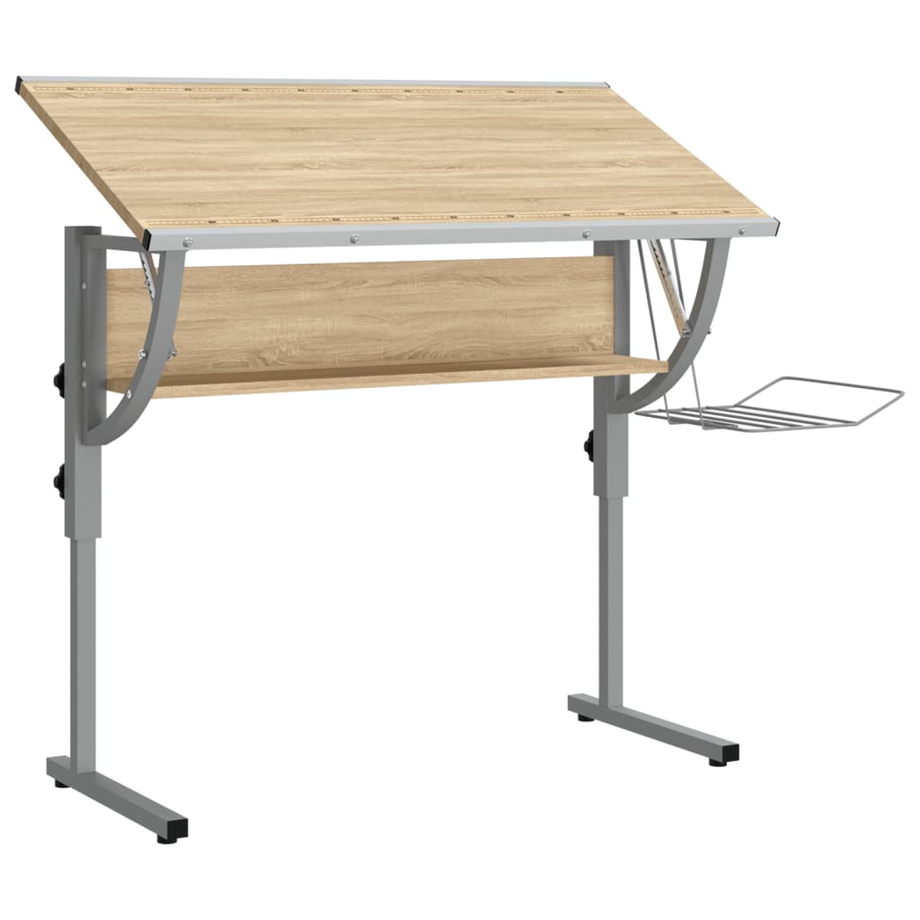 Basteltisch Sonoma Eiche & Grau 110x53x(58-87) cm Holzwerkstoff