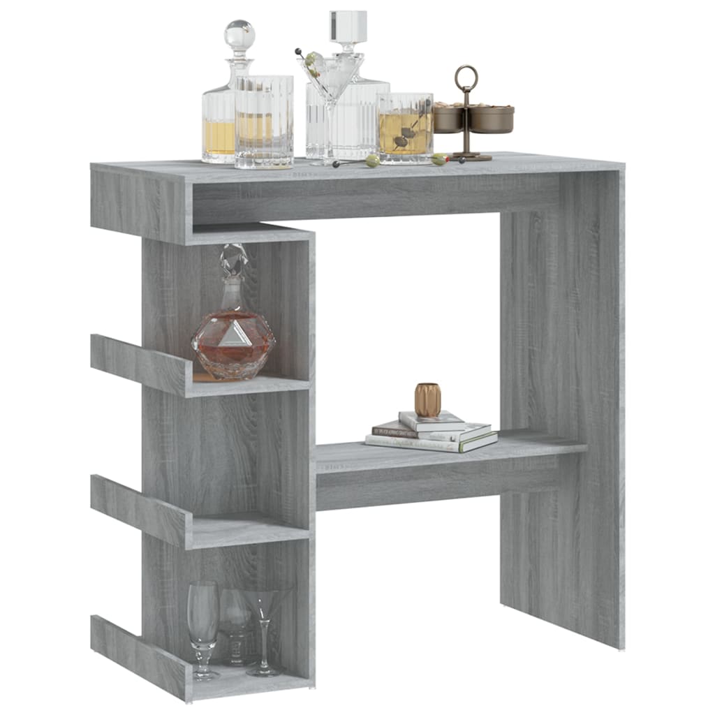 Bartisch mit Regal Grau Sonoma 100x50x101,5 cm