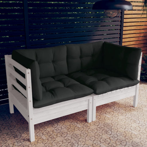 2-Sitzer-Gartensofa mit Anthrazit Kissen Massivholz Kiefer