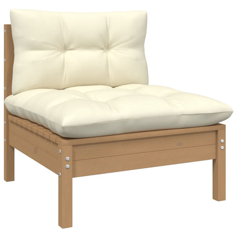 4-Sitzer-Gartensofa mit Creme Kissen Massivholz Kiefer