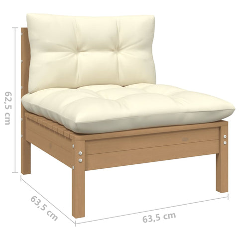 4-Sitzer-Gartensofa mit Creme Kissen Massivholz Kiefer