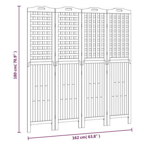 4-tlg. Paravent 162x2x180 cm Massivholz Akazie