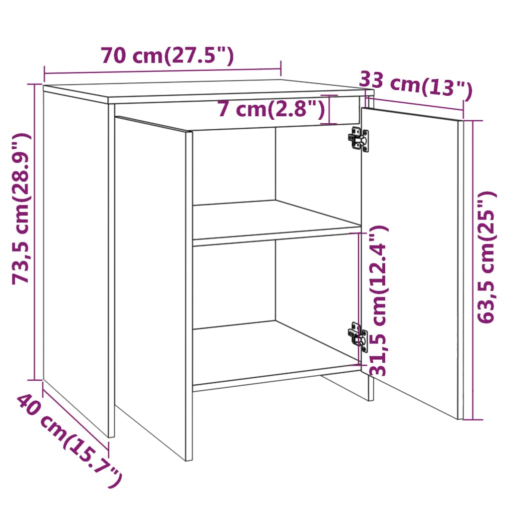 2-tlg. Sideboard Sonoma-Eiche Holzwerkstoff