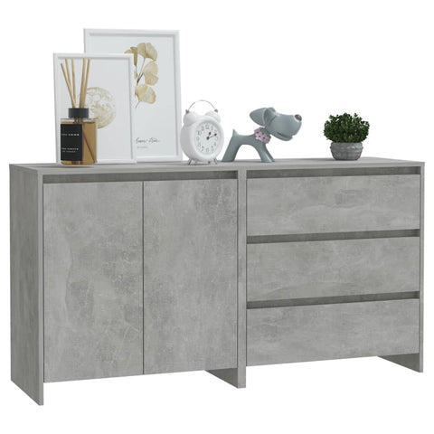 2-tlg. Sideboard Betongrau Holzwerkstoff