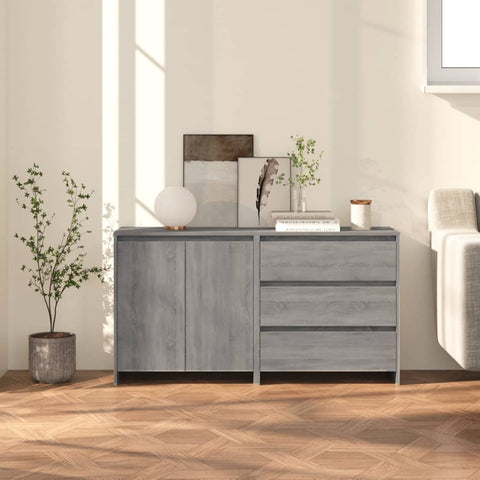 2-tlg. Sideboard Grau Sonoma Holzwerkstoff