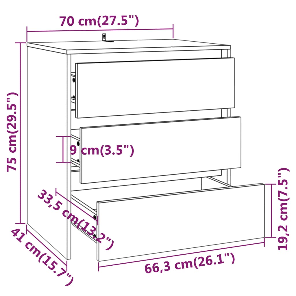 3-tlg. Sideboard Weiß Holzwerkstoff