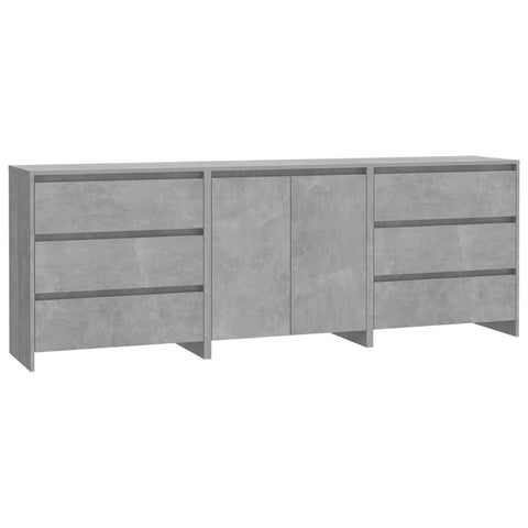 3-tlg. Sideboard Betongrau Holzwerkstoff