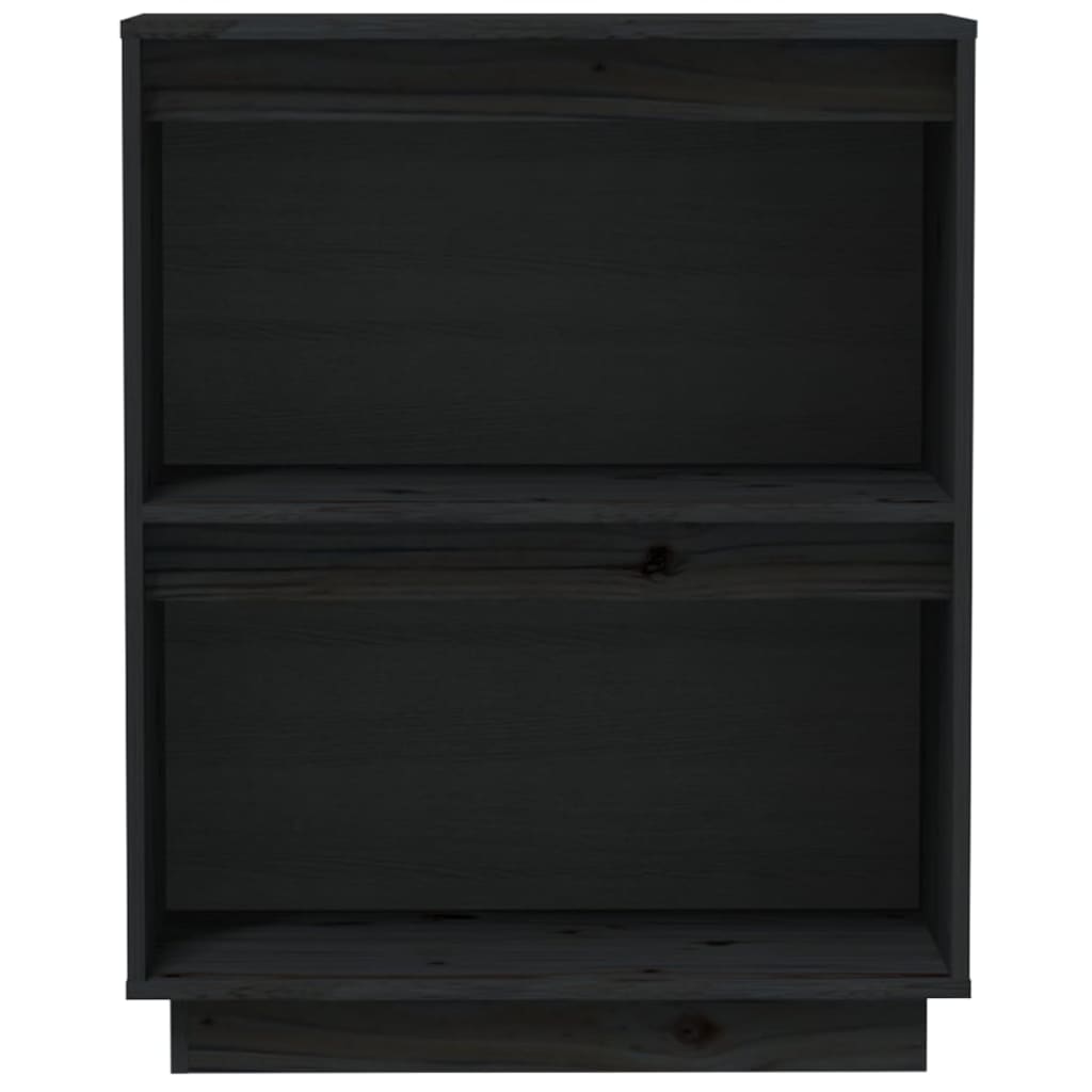 Beistellschrank Schwarz 60x34x75 cm Massivholz Kiefer