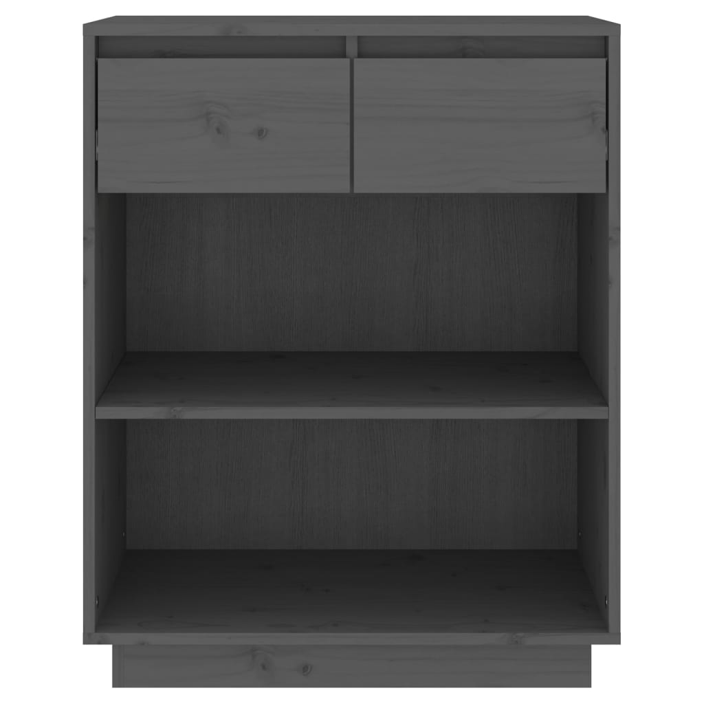 Beistellschrank Grau 60x34x75 cm Massivholz Kiefer