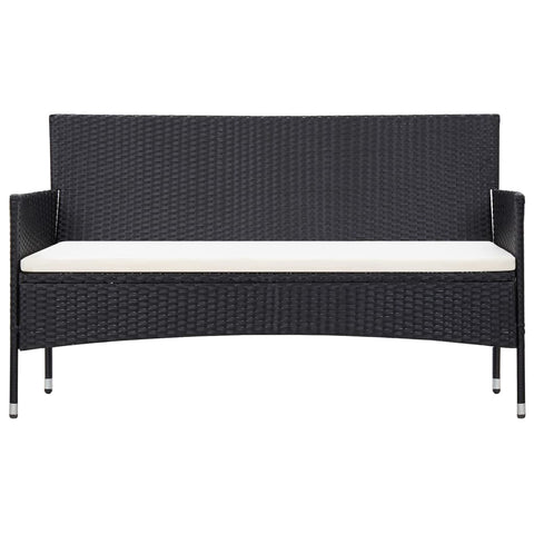 3-Sitzer-Gartensofa mit Kissen Schwarz Poly Rattan