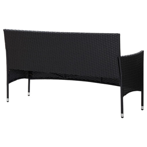 3-Sitzer-Gartensofa mit Kissen Schwarz Poly Rattan