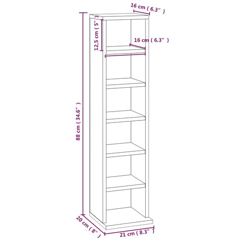 CD-Regal Grau Sonoma 21x20x88 cm Holzwerkstoff