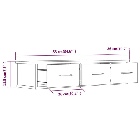 Wandschrank Braun Eichen-Optik 88x26x18,5 cm Holzwerkstoff