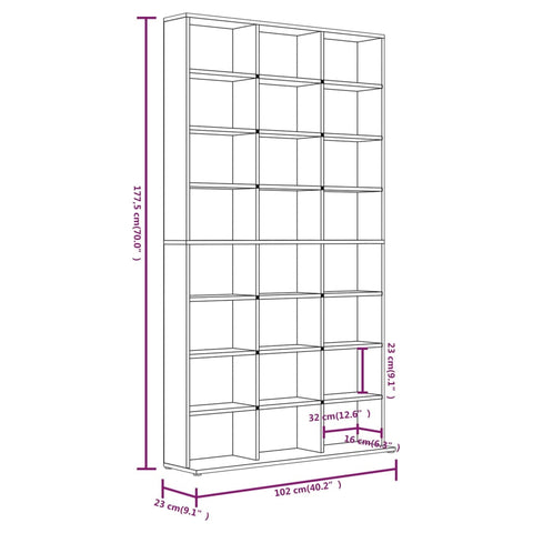 CD-Regal Grau Sonoma 102x23x177,5 cm Holzwerkstoff