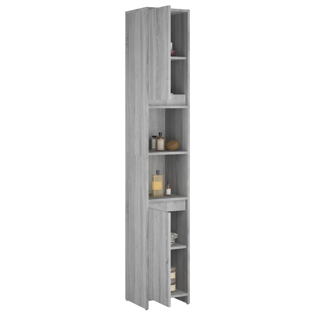 Badezimmerschrank Grau Sonoma 30x30x183,5 cm Holzwerkstoff