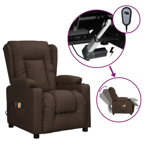 Massagesessel Elektrisch Braun Kunstleder