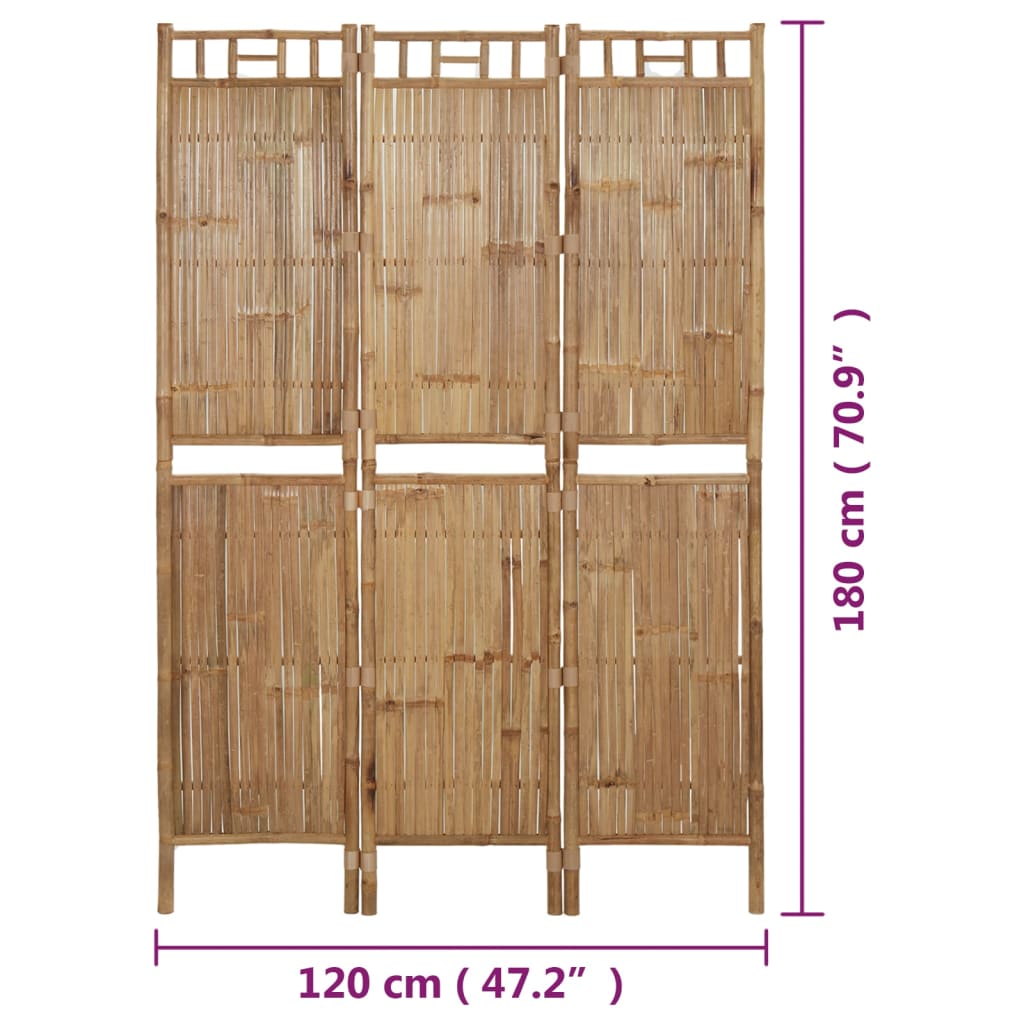 3-tlg. Raumteiler Bambus 120x180 cm