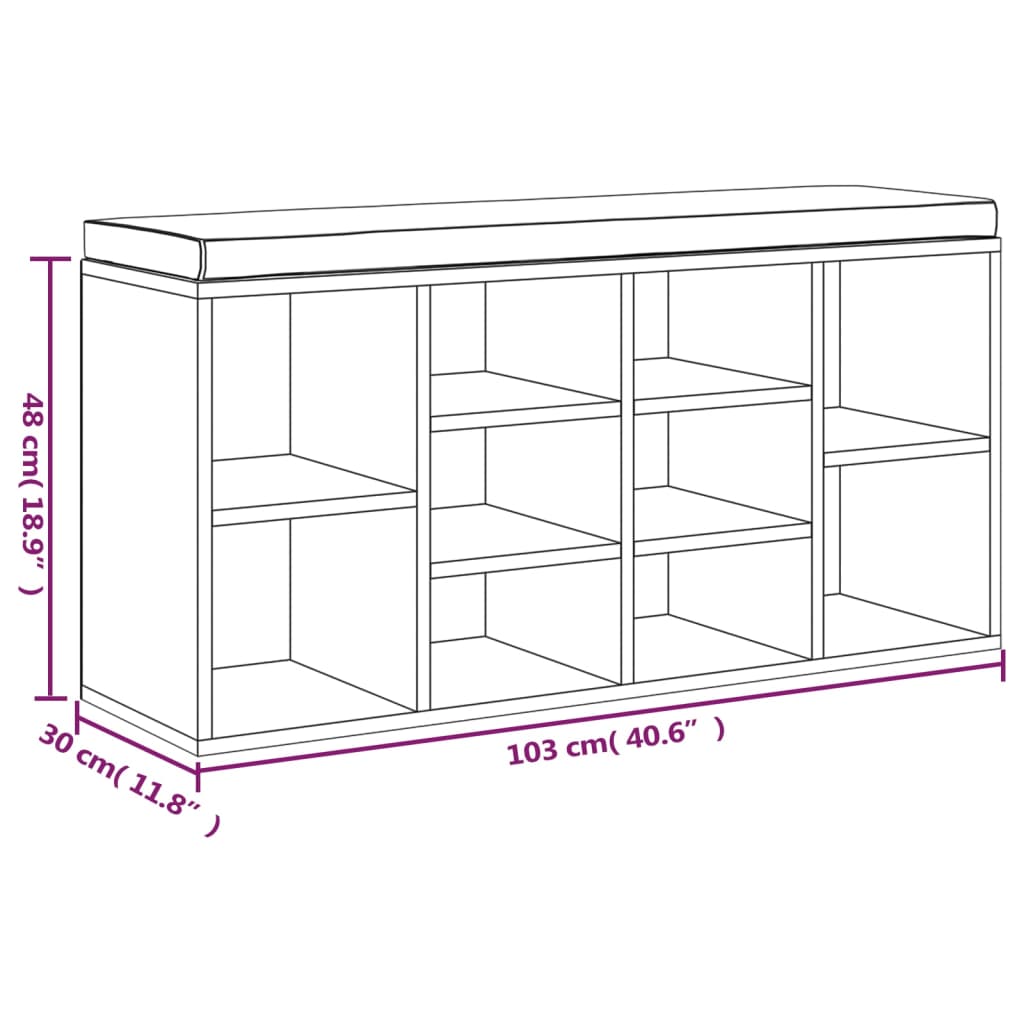 Schuhbank Schwarz 103x30x48 cm Holzwerkstoff