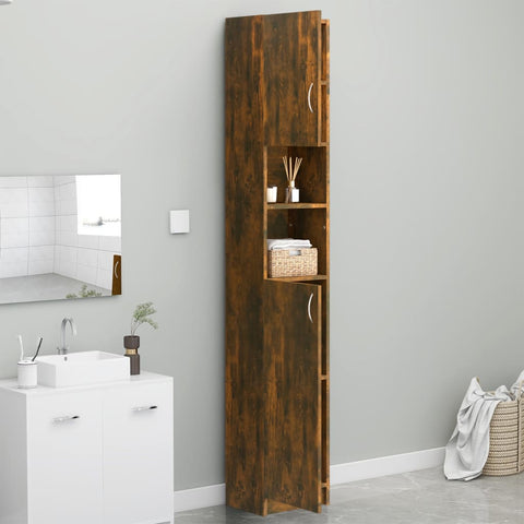 Badezimmerschrank Räuchereiche 32x25,5x190 cm Holzwerkstoff