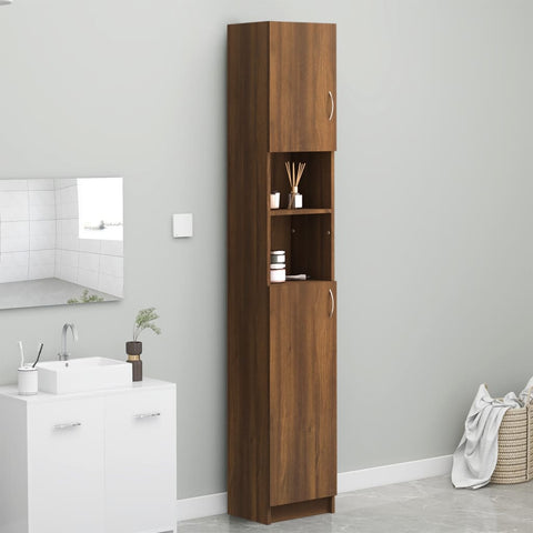 Badezimmerschrank Braun Eiche 32x25,5x190 cm Holzwerkstoff