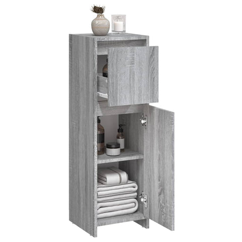 Badschrank Grau Sonoma 30x30x95 cm Holzwerkstoff