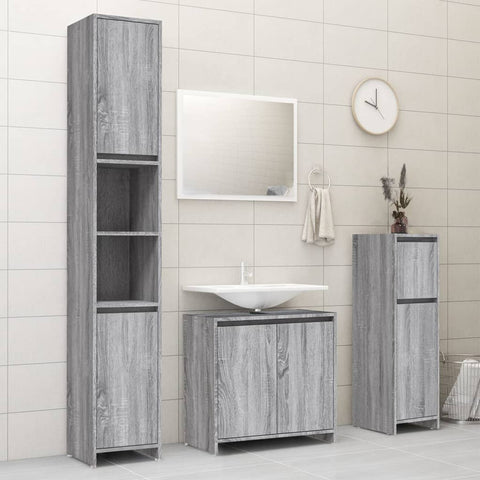 Badschrank Grau Sonoma 30x30x95 cm Holzwerkstoff