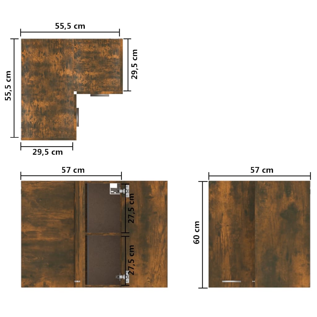 Eck-Hängeschrank Räuchereiche 57x57x60 cm Holzwerkstoff