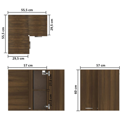 Eck-Hängeschrank Braun Eichen-Optik 57x57x60 cm Holzwerkstoff