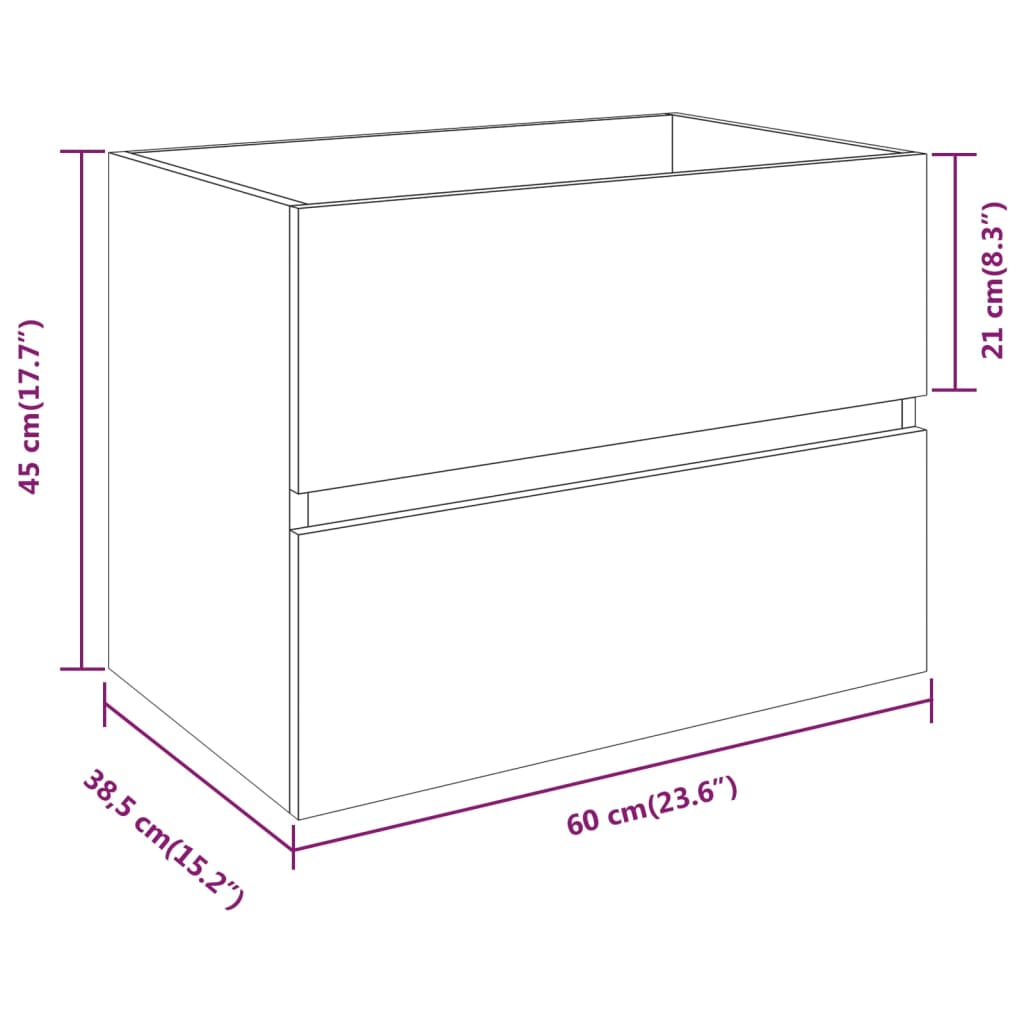 Waschbeckenschrank Räuchereiche 60x38,5x45 cm Holzwerkstoff