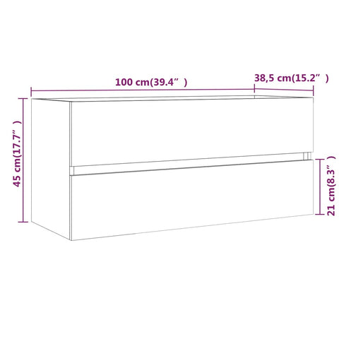 Waschbeckenunterschrank Grau Sonoma 100x38,5x45cm Holzwerkstoff