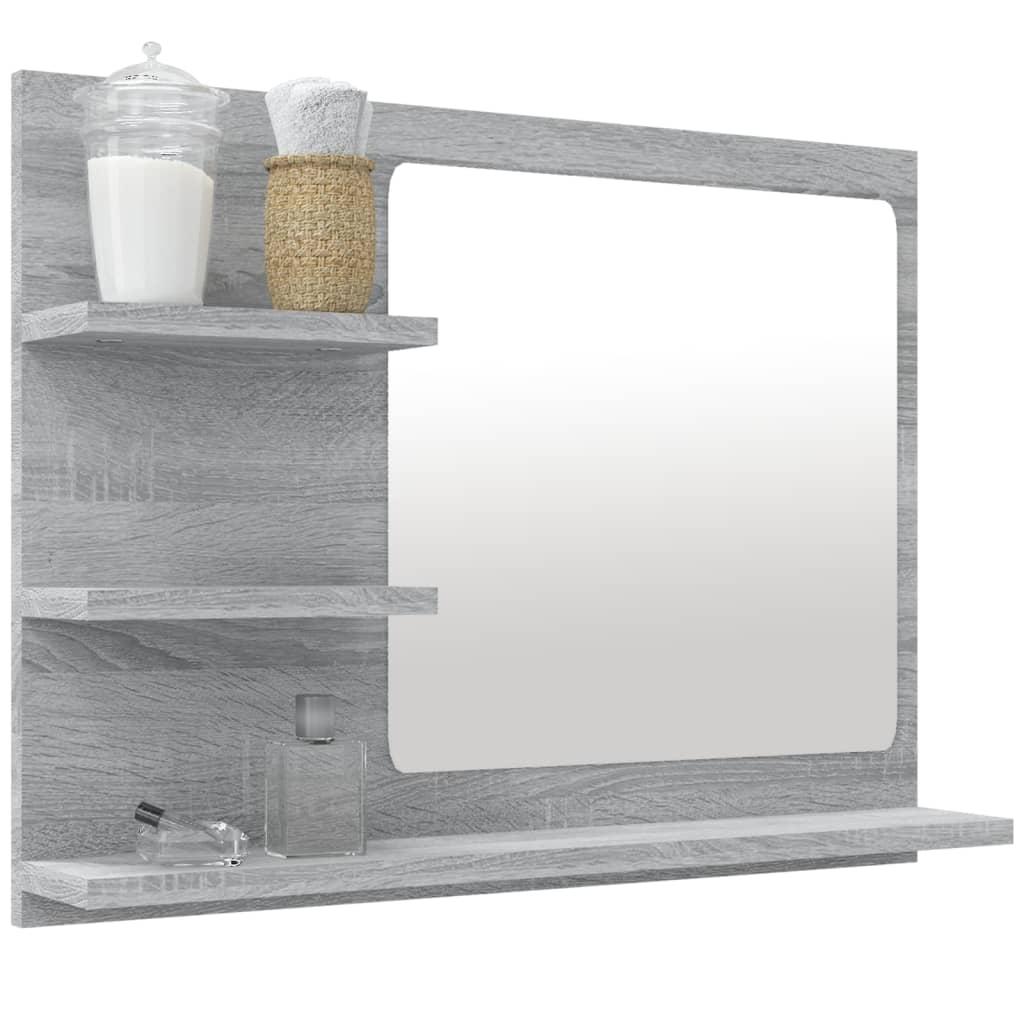 Badspiegel Grau Sonoma 60x10,5x45 cm Holzwerkstoff