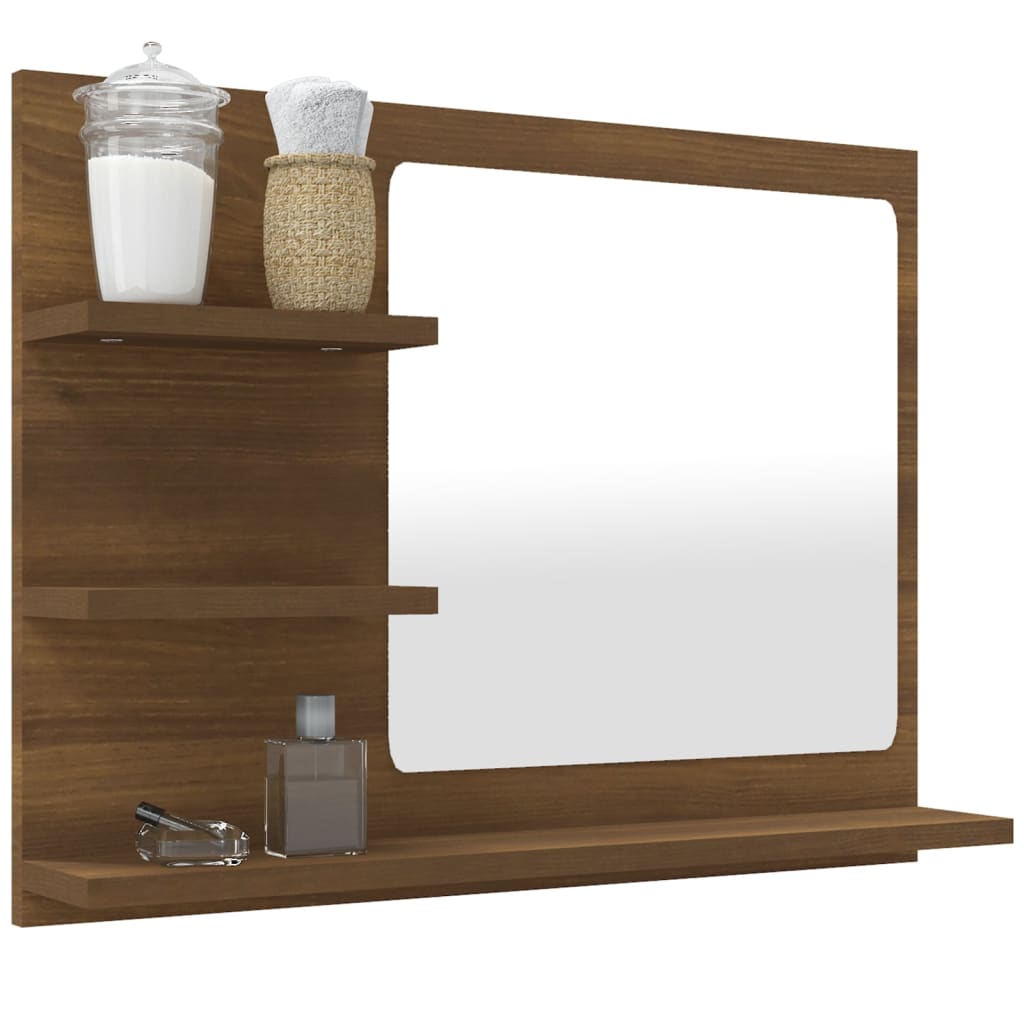 Badspiegel Braun Eiche-Optik 60x10,5x45 cm Holzwerkstoff