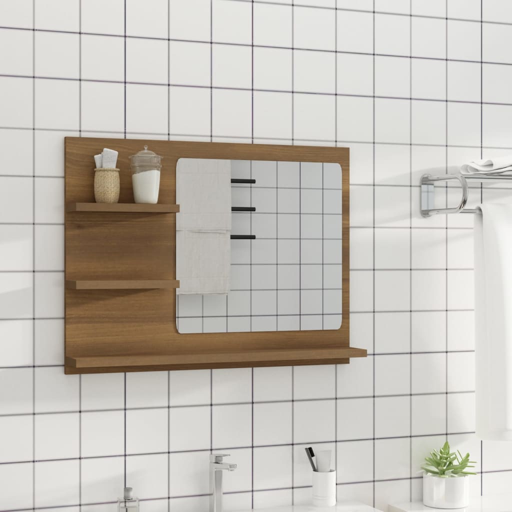 Badspiegel Braun Eiche-Optik 60x10,5x45 cm Holzwerkstoff