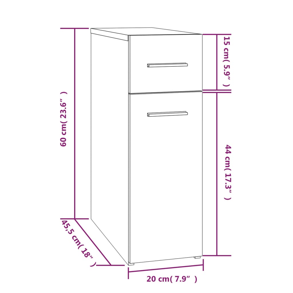 Apothekerschrank Grau Sonoma 20x45,5x60 cm Holzwerkstoff