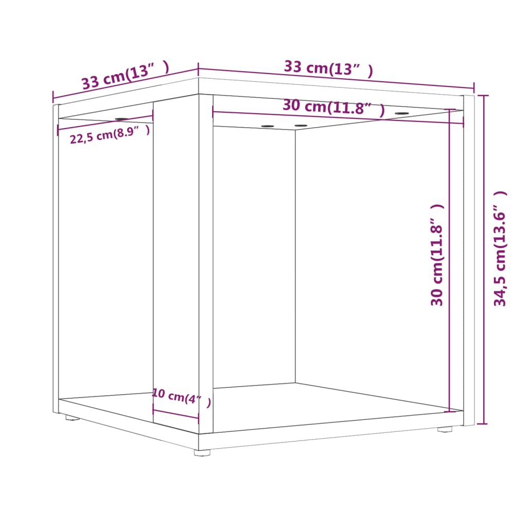 Beistelltisch Braun Eichen-Optik 33x33x34,5 cm Holzwerkstoff