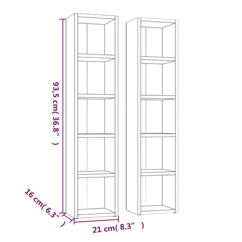 CD-Regale 2 Stk. Grau Sonoma 21x16x93,5 cm Holzwerkstoff