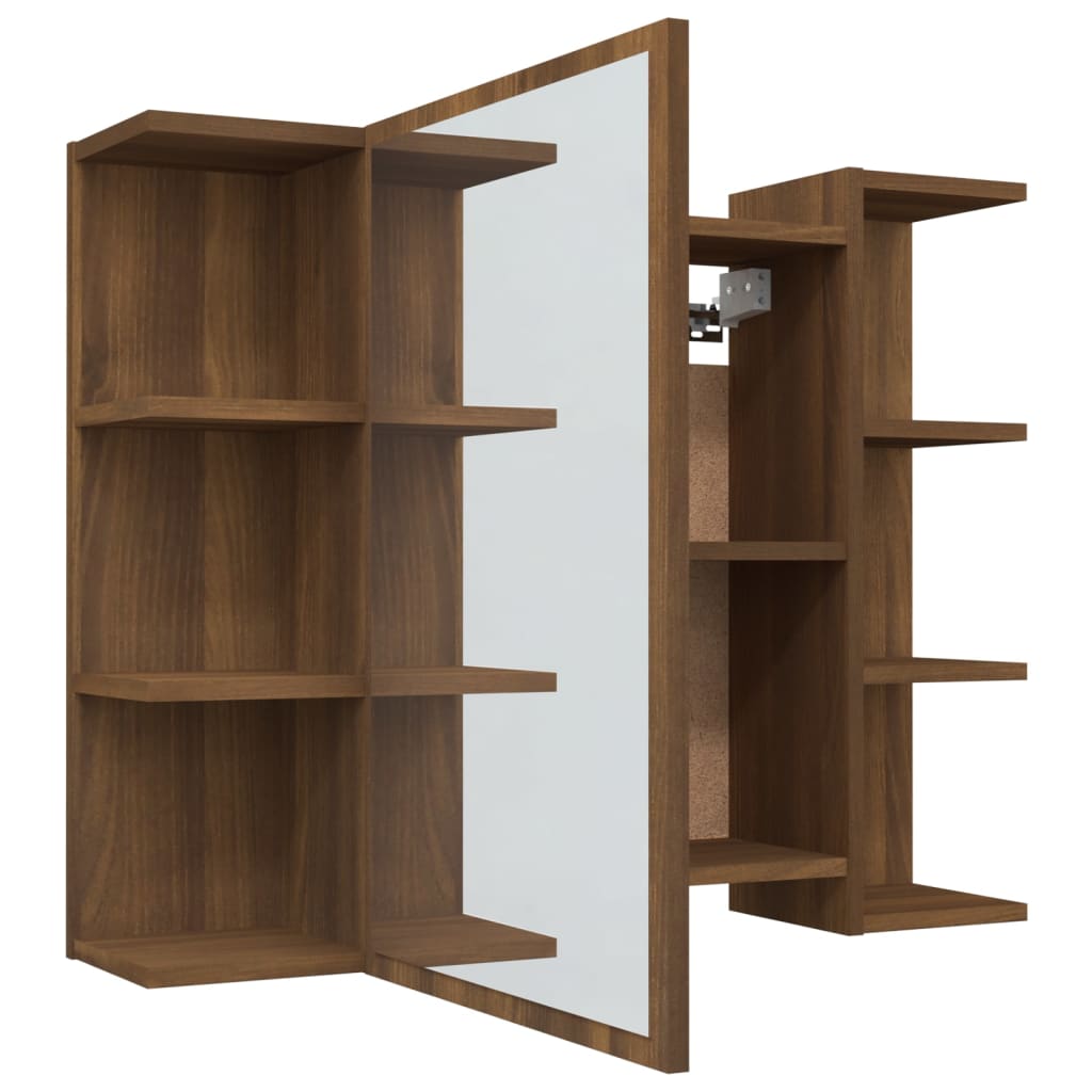 Bad-Spiegelschrank Braun Eiche-Optik 80x20,5x64cm Holzwerkstoff