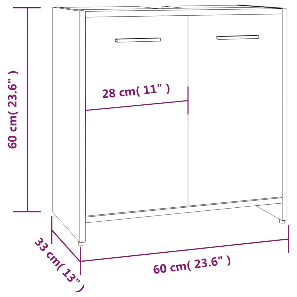 Badschrank Räuchereiche 60x33x60 cm Holzwerkstoff