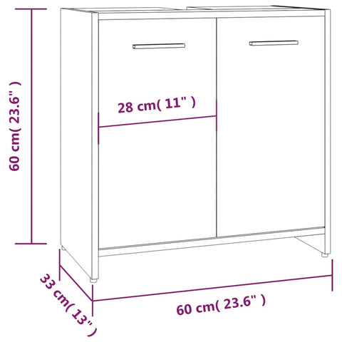 Badezimmerschrank Braun Eichen-Optik 60x33x60 cm Holzwerkstoff