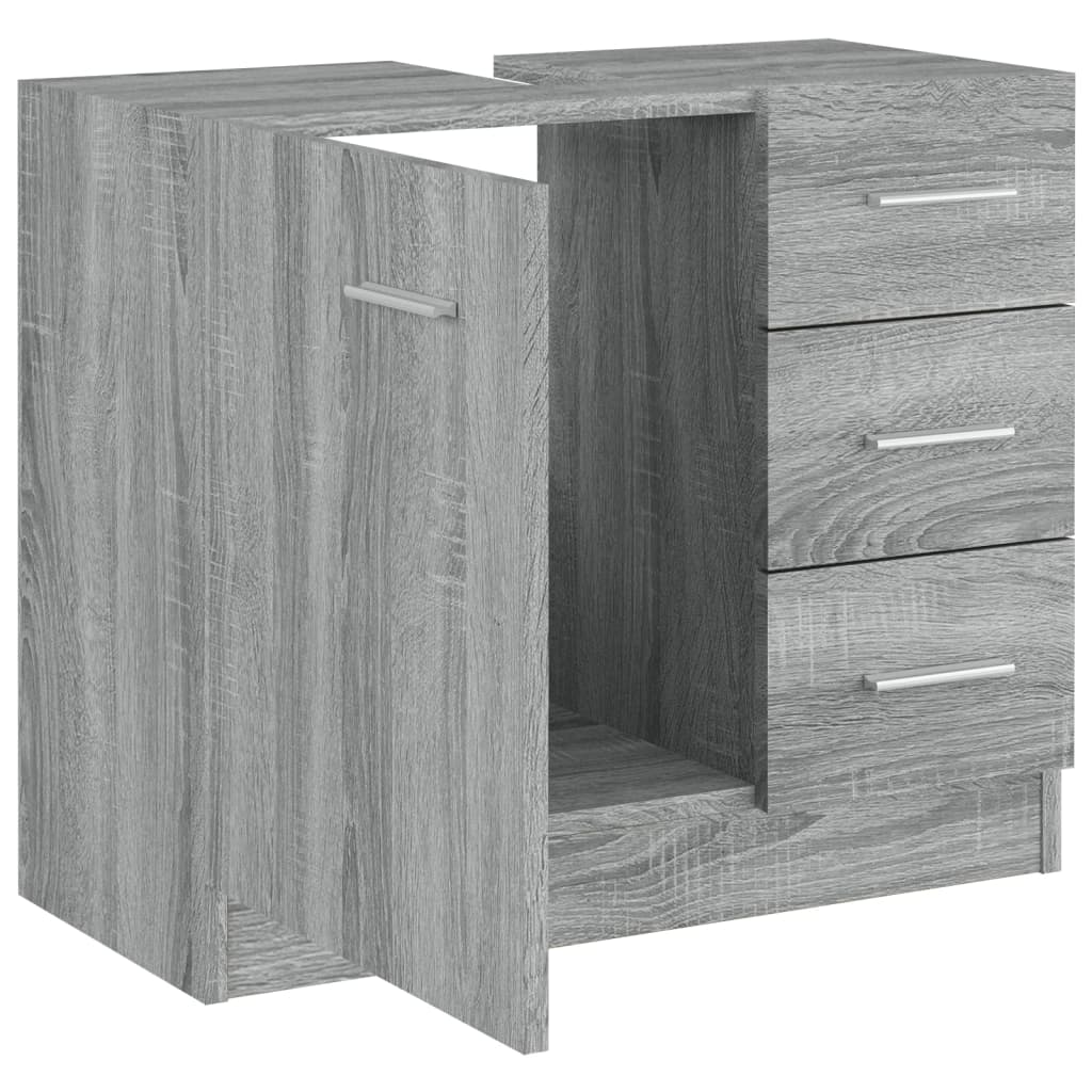 Waschbeckenschrank Grau Sonoma 63x30x54 cm Holzwerkstoff