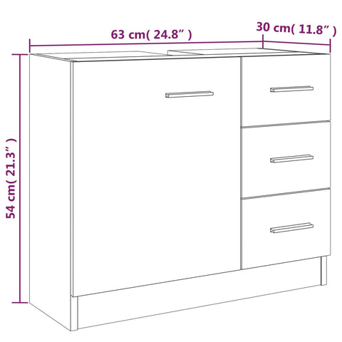 Waschbeckenschrank Grau Sonoma 63x30x54 cm Holzwerkstoff