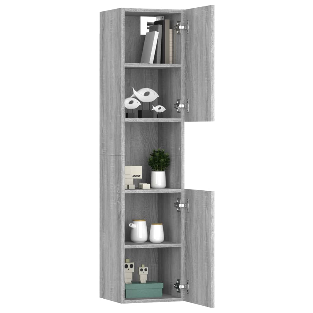 Badezimmerschrank Grau Sonoma 30x30x130 cm Holzwerkstoff