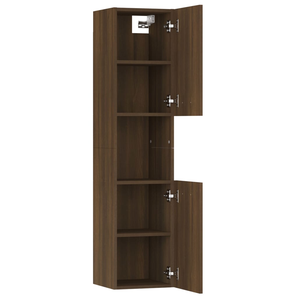 Badezimmerschrank Braun Eichen-Optik 30x30x130 cm Holzwerkstoff