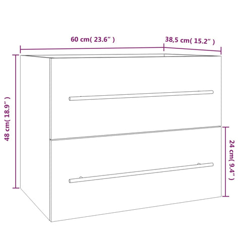 Waschbeckenschrank Räuchereiche 60x38,5x48 cm Holzwerkstoff