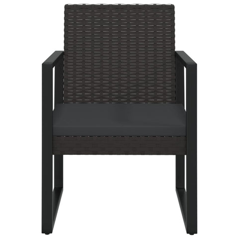 3-tlg. Garten-Lounge-Set mit Kissen Schwarz Poly Rattan