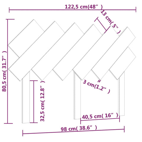 Bett-Kopfteil 122,5x3x80,5 cm Massivholz Kiefer