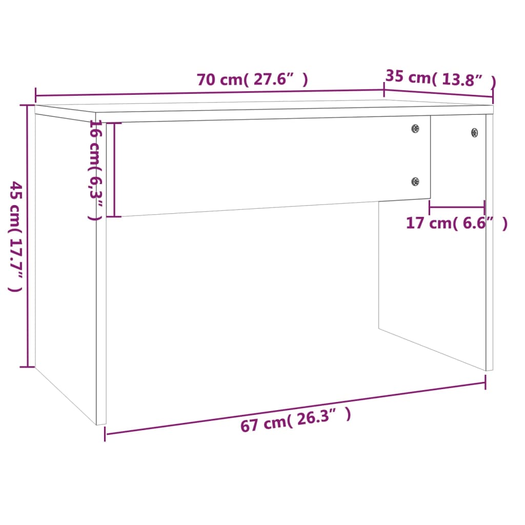 Schminkhocker Hochglanz-Weiß 70x35x45 cm Holzwerkstoff