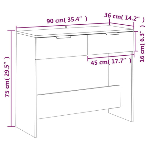 Konsolentisch Betongrau 90x36x75 cm Holzwerkstoff