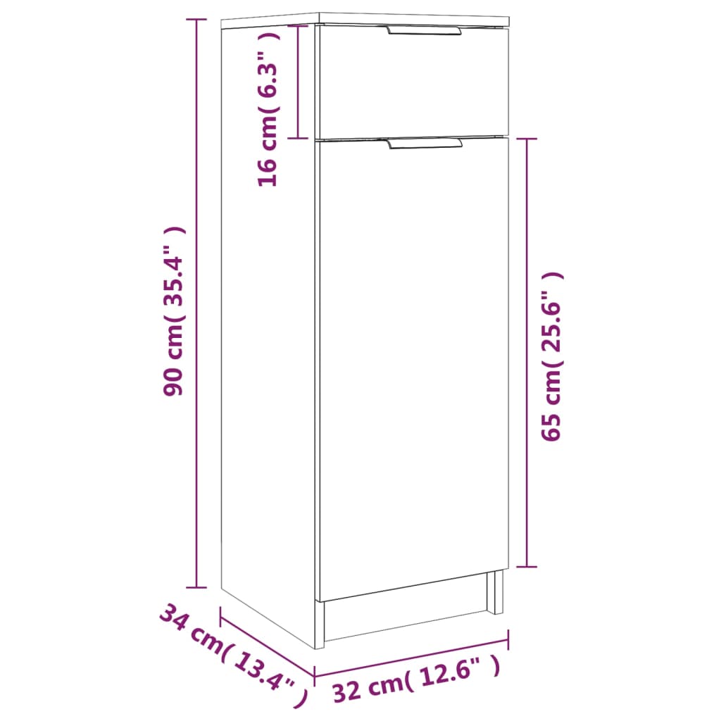 Badschrank Grau Sonoma 32x34x90 cm Holzwerkstoff