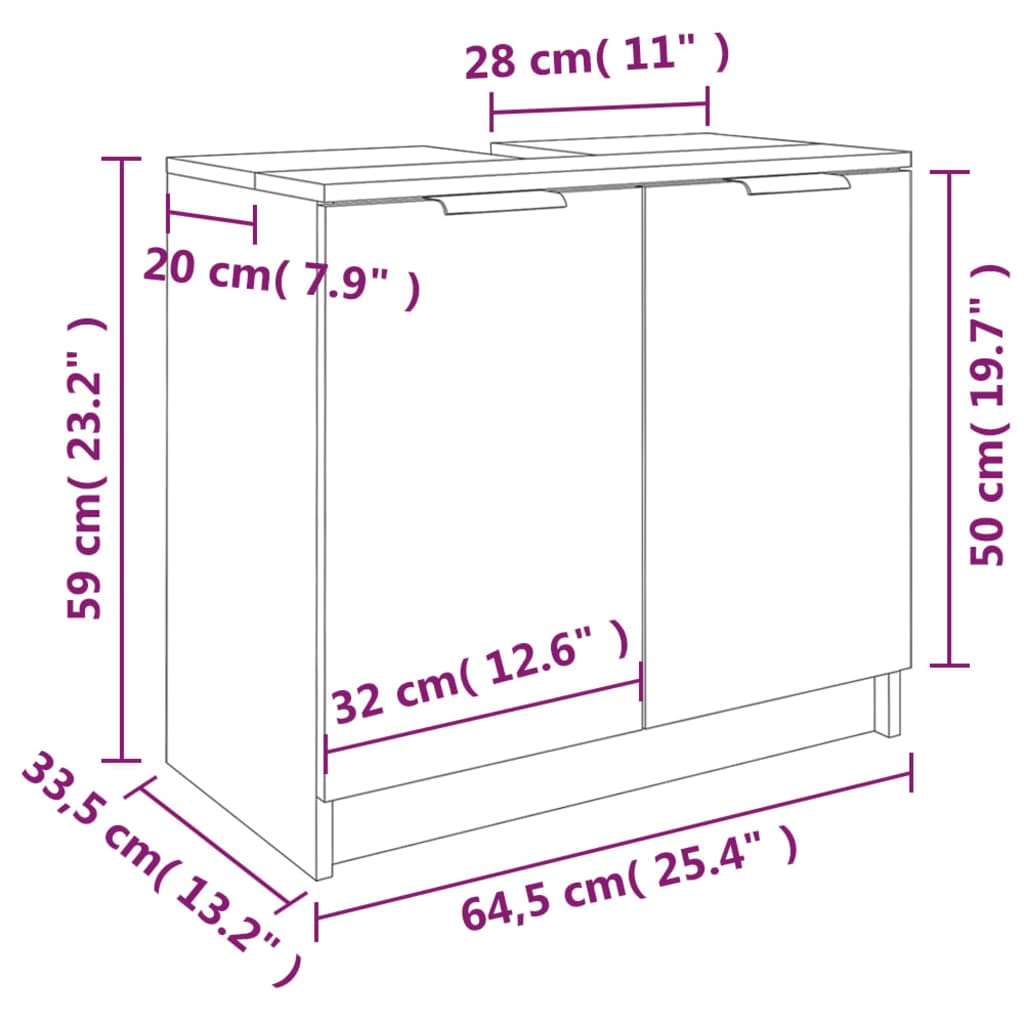 Badschrank Grau Sonoma 64,5x33,5x59 cm Holzwerkstoff